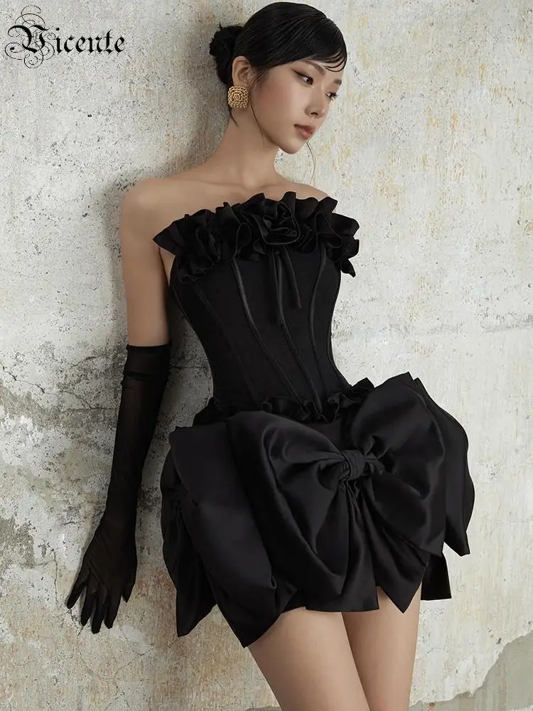 VC Luxury Black Bow Mini Dress For Women Elegant Off Shoulder Bodycon Party Dress 3D Flower Corset Bandage Evening Club Outfit
VC Luxury Black Bow Mini Dress For Women Elegant Off Shoulder Bodycon Party Dress 3D Flower Corset Bandage Evening Club Outfit