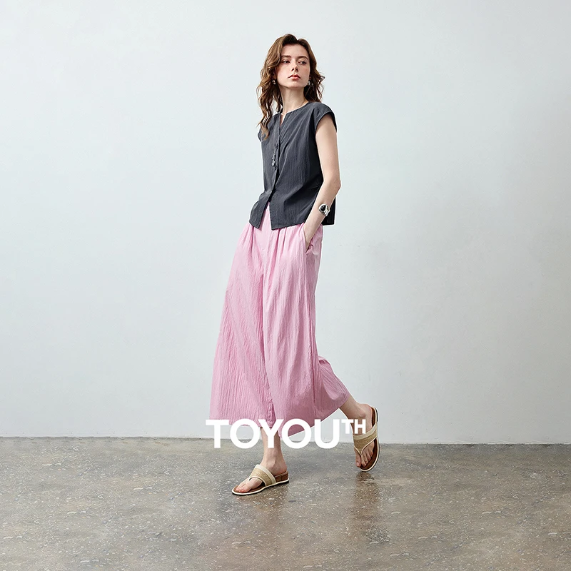 TOYOUTH Women 2 Piece Sets 2026 Summer New Wide Shoulder Sleeveless Shirt Wide Leg Pants Intellectual Relaxed Trendy Outfits
TOYOUTH Women 2 Piece Sets 2026 Summer New Wide Shoulder Sleeveless Shirt Wide Leg Pants Intellectual Relaxed Trendy Outfits