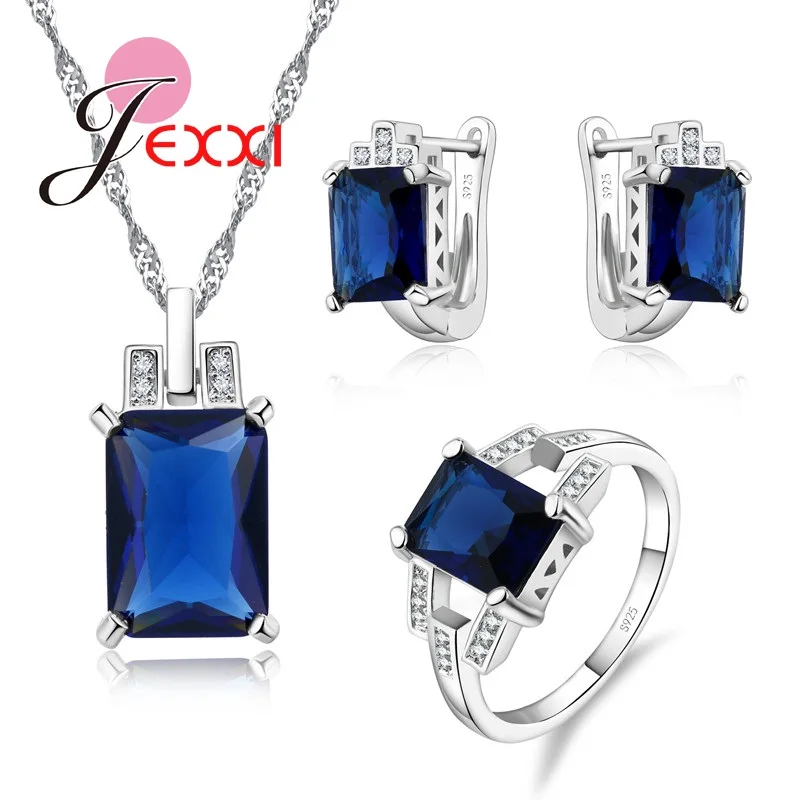 Women 925 Sterling Silver Jewelry Sets Accessory Fashion Blue CZ Pendant Necklace Ring Set For Brides Jewellery
Women 925 Sterling Silver Jewelry Sets Accessory Fashion Blue CZ Pendant Necklace Ring Set For Brides Jewellery