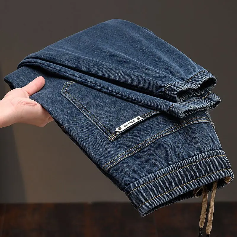 Spring and Autumn Tie-Up Jeans Men's Autumn and Winter Tooling Pants Harlan Loose Large Size Elastic Casual Pants Baggy Jeans
Spring and Autumn Tie-Up Jeans Men's Autumn and Winter Tooling Pants Harlan Loose Large Size Elastic Casual Pants Baggy Jeans