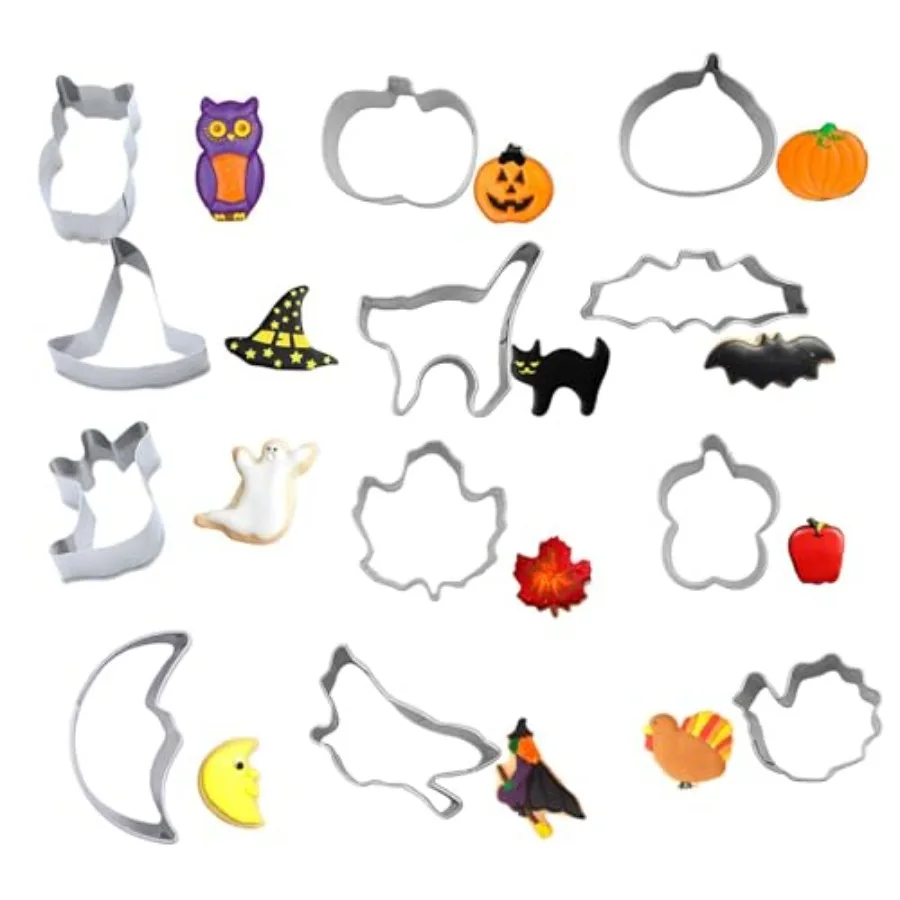 12 Pieces Halloween Cookie Cutters Set Stainless Steel Biscuit Pastry Cutters for Baking 0.8 Inch Height Halloween Style
12 Pieces Halloween Cookie Cutters Set Stainless Steel Biscuit Pastry Cutters for Baking 0.8 Inch Height Halloween Style