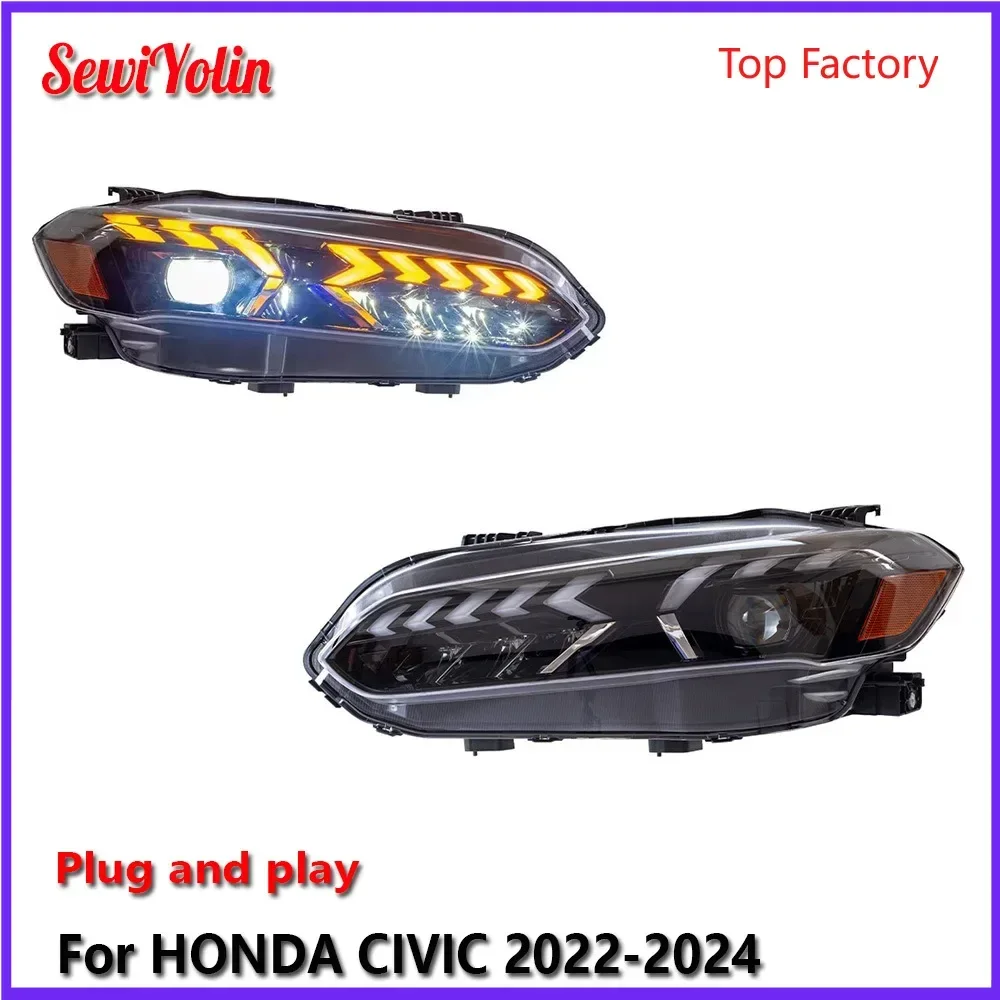 Автомобильные светодиодные фары в сборе для HONDA CIVIC 2022-2024, авто противотуманные фары DRL, стоп-сигнал поворота, лампа Plug and Play
Автомобильные светодиодные фары в сборе для HONDA CIVIC 2022-2024, авто противотуманные фары DRL, стоп-сигнал поворота, лампа Plug and Play
