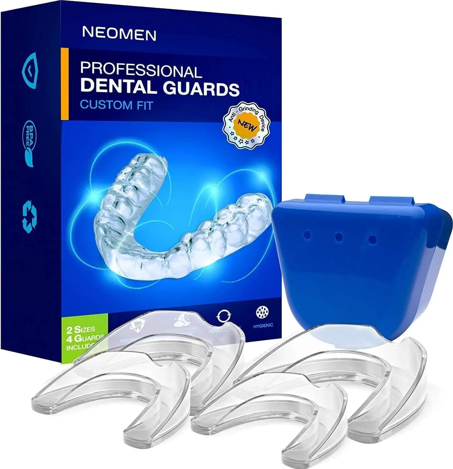 Moldable Night Mouth Guard for Teeth Grinding, 4 Pack, Anti-Clenching Dental Guard for Adults
Moldable Night Mouth Guard for Teeth Grinding, 4 Pack, Anti-Clenching Dental Guard for Adults