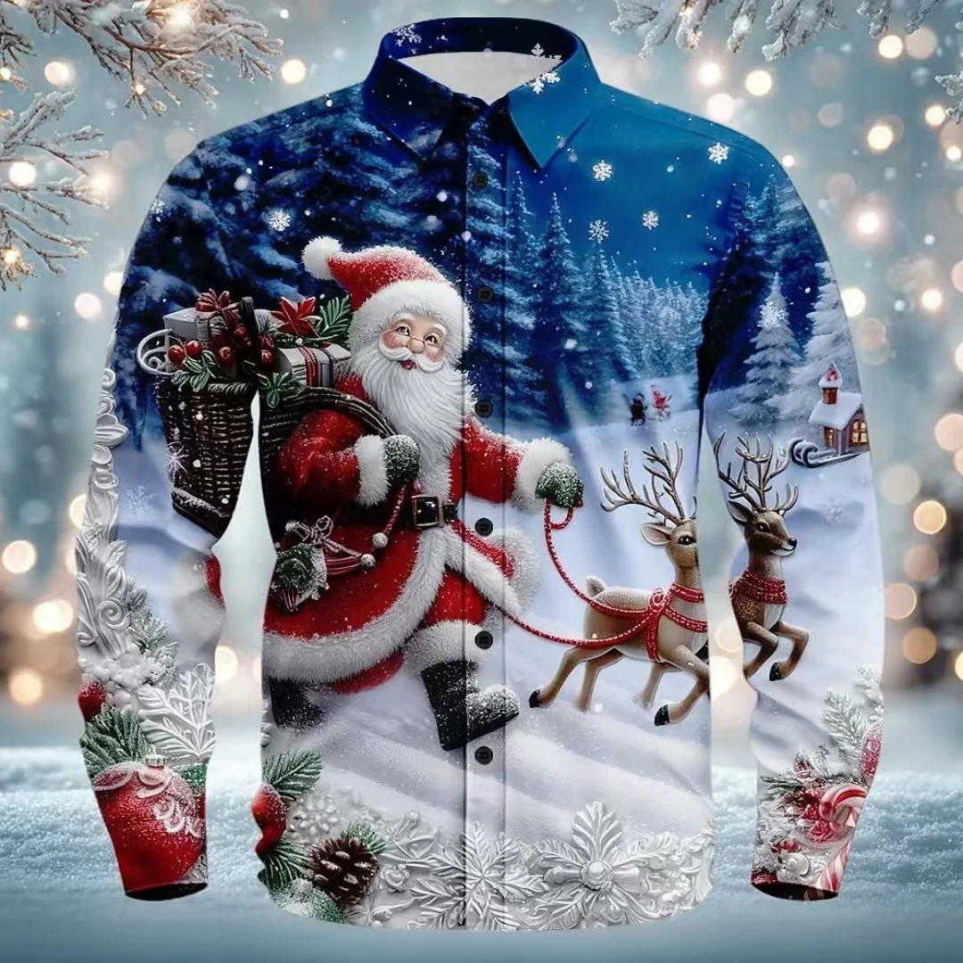 Men's long-sleeved shirt, 2026 Santa Claus Christmas gift shirt, street casual comfortable slim fit shirt.
Men's long-sleeved shirt, 2026 Santa Claus Christmas gift shirt, street casual comfortable slim fit shirt.