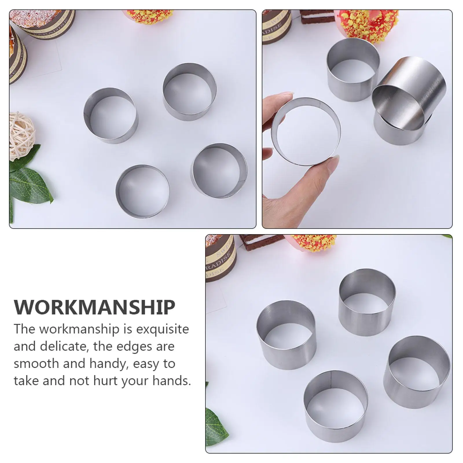 8 Pcs 5x5x5cm Round Cake Mold High Quality Stainless Steel Baking Tool Reusable Food Grade Anti Rust Smooth Edge Pastry
8 Pcs 5x5x5cm Round Cake Mold High Quality Stainless Steel Baking Tool Reusable Food Grade Anti Rust Smooth Edge Pastry