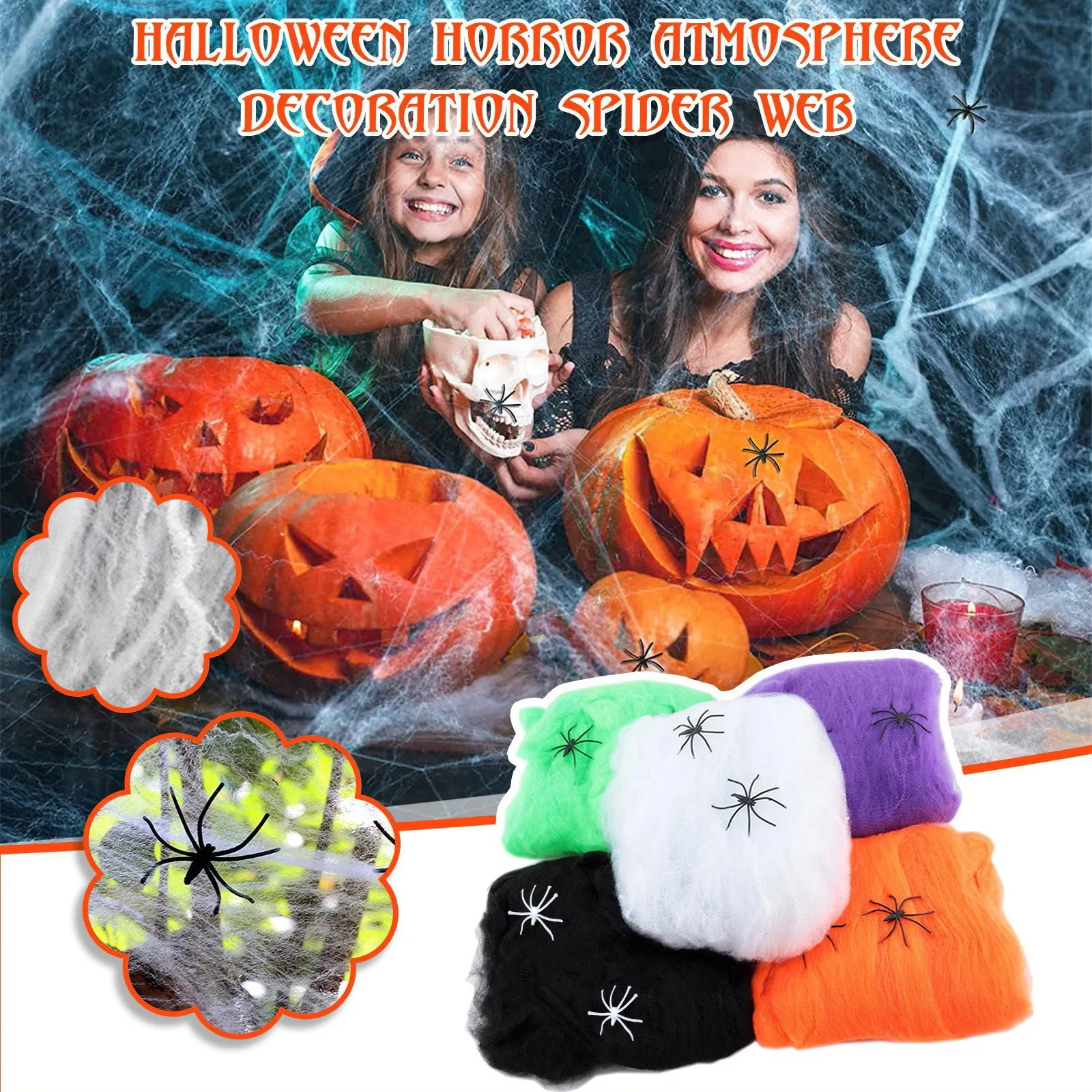 Halloween Spider Web Giant Spider Web Decoration Black White Giant Stretchy Cobweb Party Bar Haunted House Home Decoration
Halloween Spider Web Giant Spider Web Decoration Black White Giant Stretchy Cobweb Party Bar Haunted House Home Decoration
