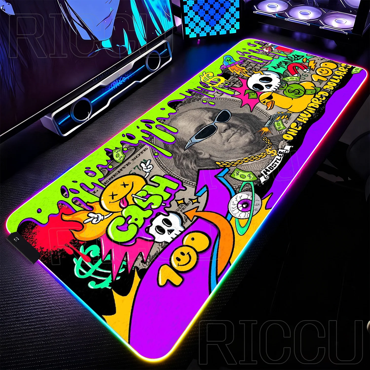 RGB HD Printing XXL Dollar Mouse Pad Gamer Rug PC Accessories Office Gaming Mausepad Anime Computer Table Expand LED Desk Mat