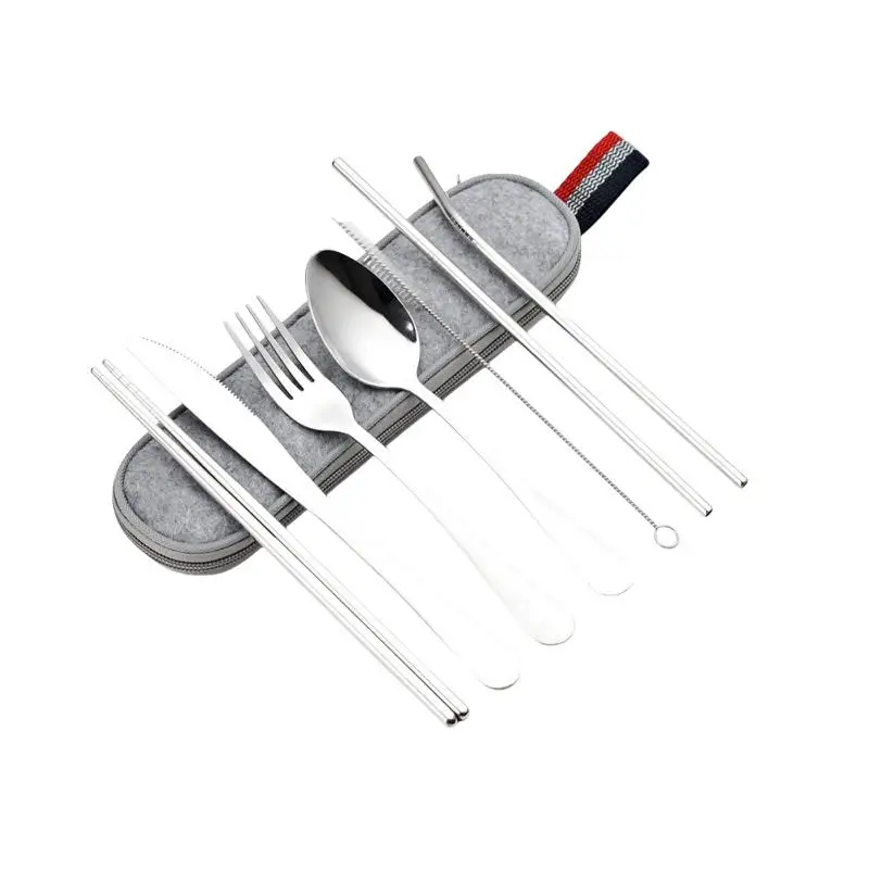 8 In 1 Portable Travel Tableware Set, Stainless Steel Spoon Fork Chopsticks Straw With Cleaning Brush & Storage Box, Outdoor Cam
8 In 1 Portable Travel Tableware Set, Stainless Steel Spoon Fork Chopsticks Straw With Cleaning Brush & Storage Box, Outdoor Cam