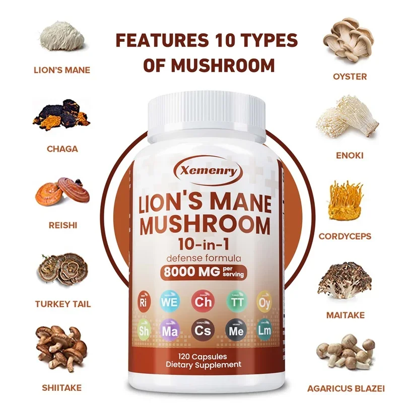 Lion's Mane Mushroom Capsules - Strengthen The Brain and Improve Memory, for Mood and Sleep Health Supplement
Lion's Mane Mushroom Capsules - Strengthen The Brain and Improve Memory, for Mood and Sleep Health Supplement
