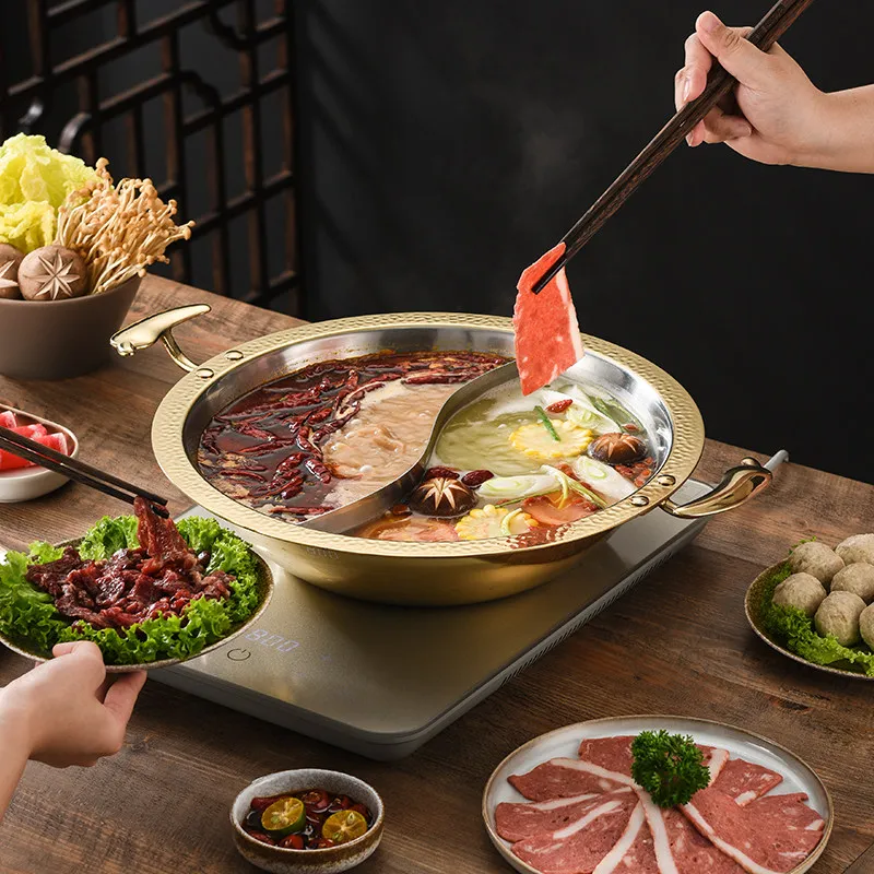 Thickened 304 Stainless Steel Hotpot Cauldron Commercial Three-layer Steel Hot Pots Flat Bottomed Induction Cooker Chafing Dish
Thickened 304 Stainless Steel Hotpot Cauldron Commercial Three-layer Steel Hot Pots Flat Bottomed Induction Cooker Chafing Dish