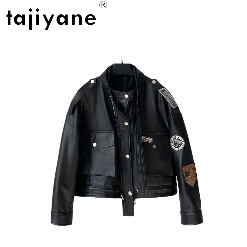 TAJIYANE Real Sheepskin Leather Jacket Woman Embroidery Short Biker Jackets Korean Style Autumn Outerwear Women Clothes 2026 자켓
TAJIYANE Real Sheepskin Leather Jacket Woman Embroidery Short Biker Jackets Korean Style Autumn Outerwear Women Clothes 2026 자켓