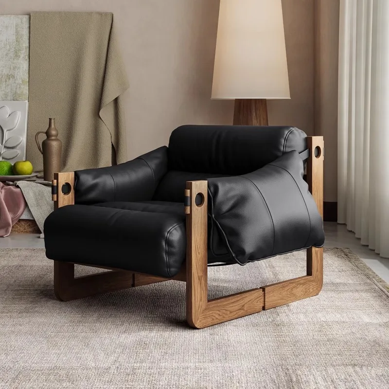 Nordic single sofa retro leather bedroom living room lazy recliner reading chair solid wood Jersey leisure chair
Nordic single sofa retro leather bedroom living room lazy recliner reading chair solid wood Jersey leisure chair