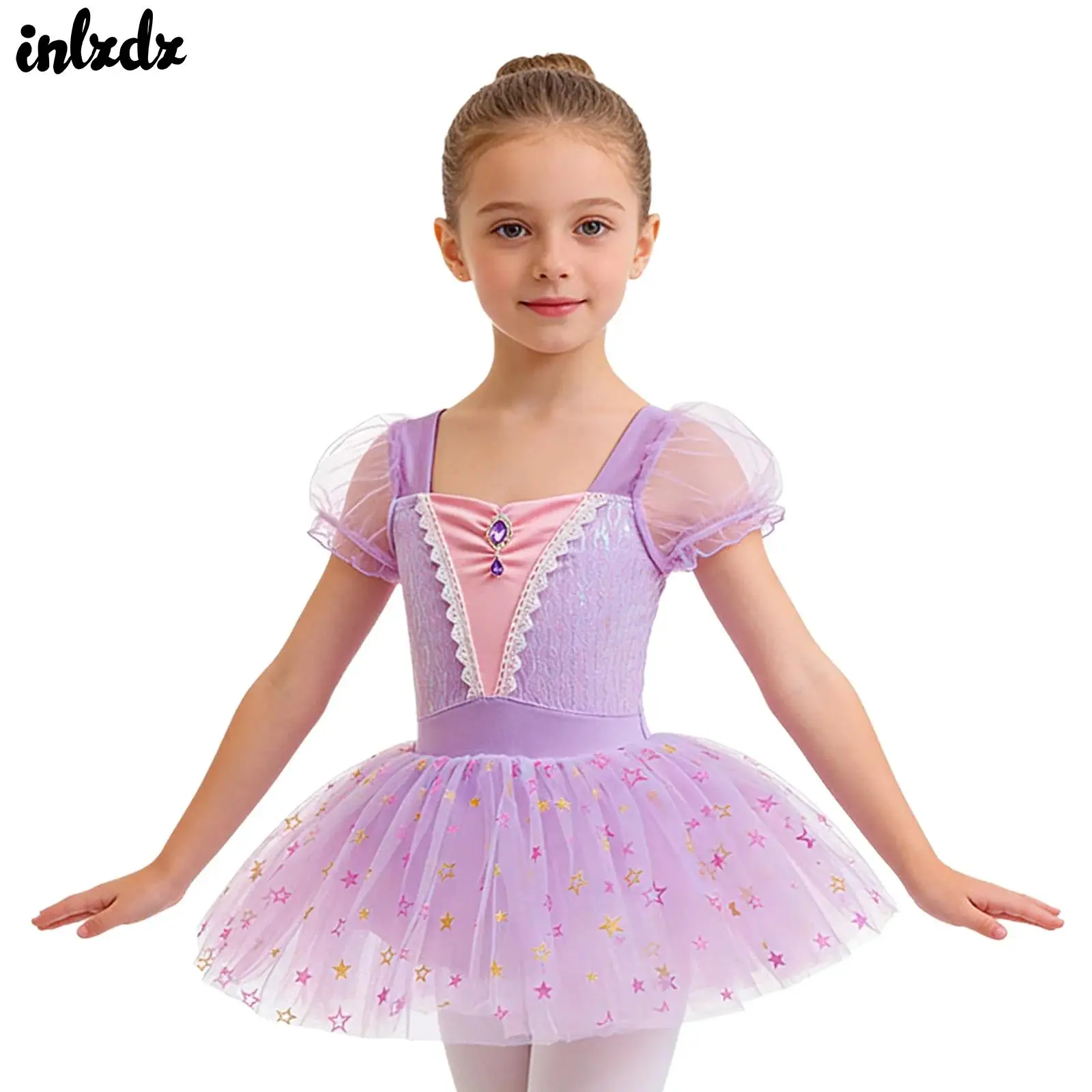 Kids Girls Gymnastic Leotards Ballet Tutu Dresses Short Puff Sleeve Ballerina Tulle Tutu Leotard Dress with Built-in Briefs
Kids Girls Gymnastic Leotards Ballet Tutu Dresses Short Puff Sleeve Ballerina Tulle Tutu Leotard Dress with Built-in Briefs