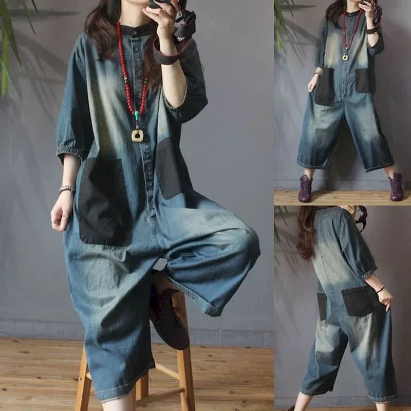 Wide Leg Jumpsuit Women New Vintage Large Size Oversize Patch Pocket Jumpsuit Trend LOOSE One Piece Outfit Women Patchwork E993
Wide Leg Jumpsuit Women New Vintage Large Size Oversize Patch Pocket Jumpsuit Trend LOOSE One Piece Outfit Women Patchwork E993