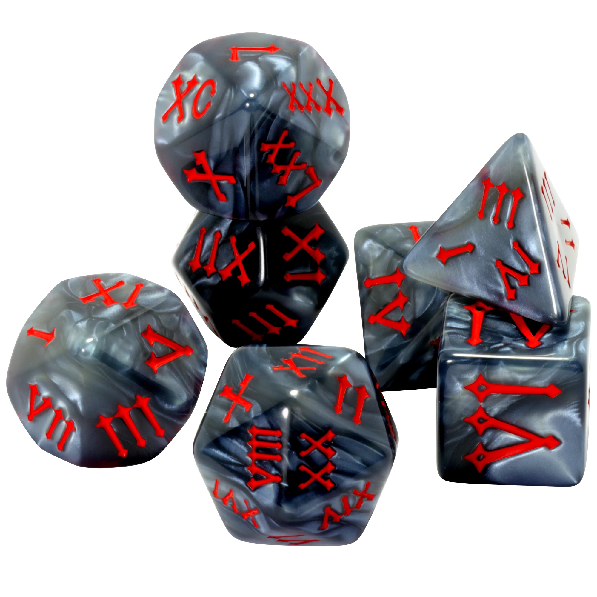Набор из 7 многогранных кубиков с эффектом мрамора и римским шрифтом для настольных ролевых игр (DND): D4, D6, D8, D10, D00, D12, D20
Набор из 7 многогранных кубиков с эффектом мрамора и римским шрифтом для настольных ролевых игр (DND): D4, D6, D8, D10, D00, D12, D20