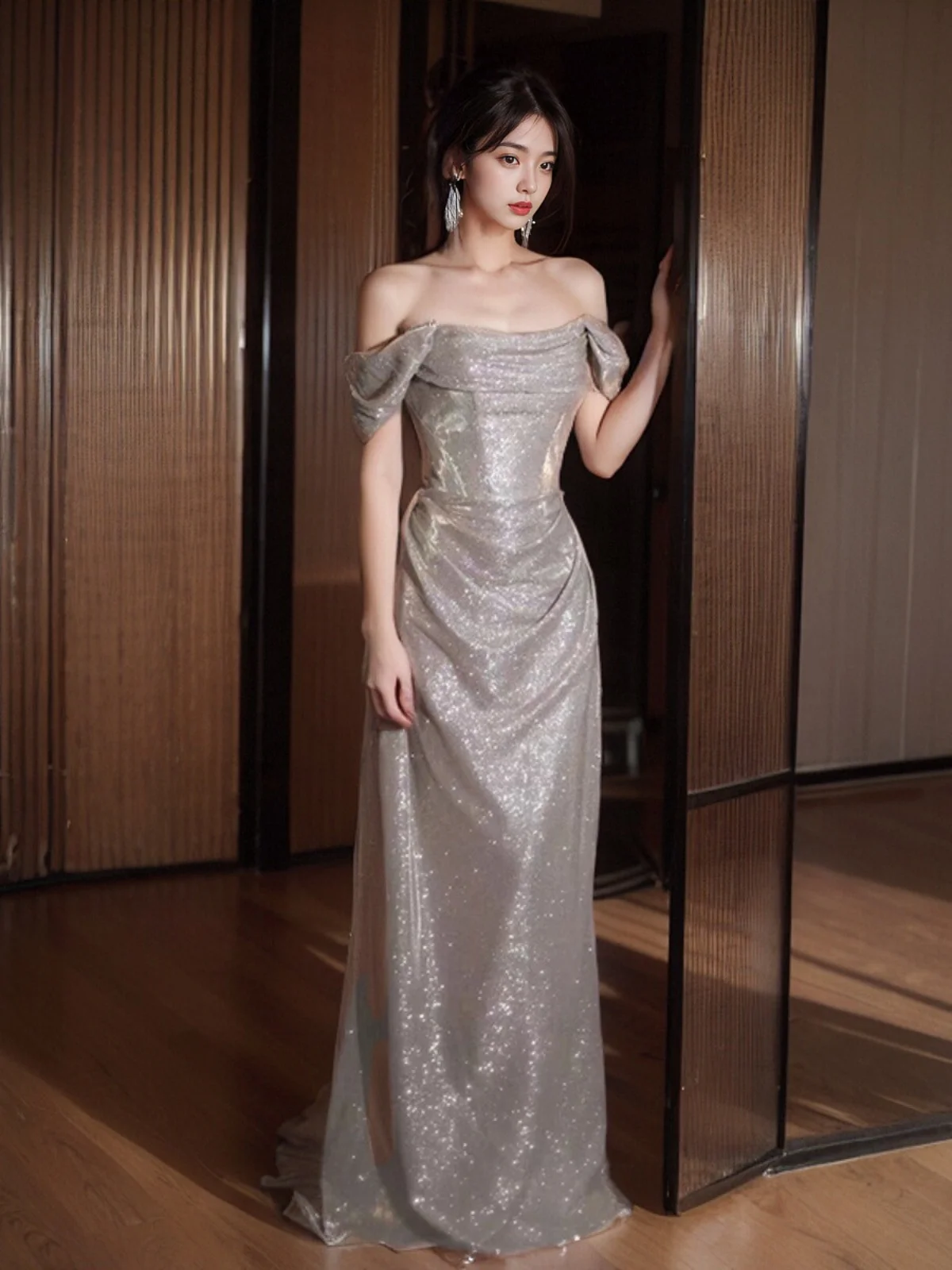 Elegant Silver Fish Tail Evening Gown Women's Birthday Hostess Dress Fashionable Sleeveless Long Dress for Wedding Party
Elegant Silver Fish Tail Evening Gown Women's Birthday Hostess Dress Fashionable Sleeveless Long Dress for Wedding Party