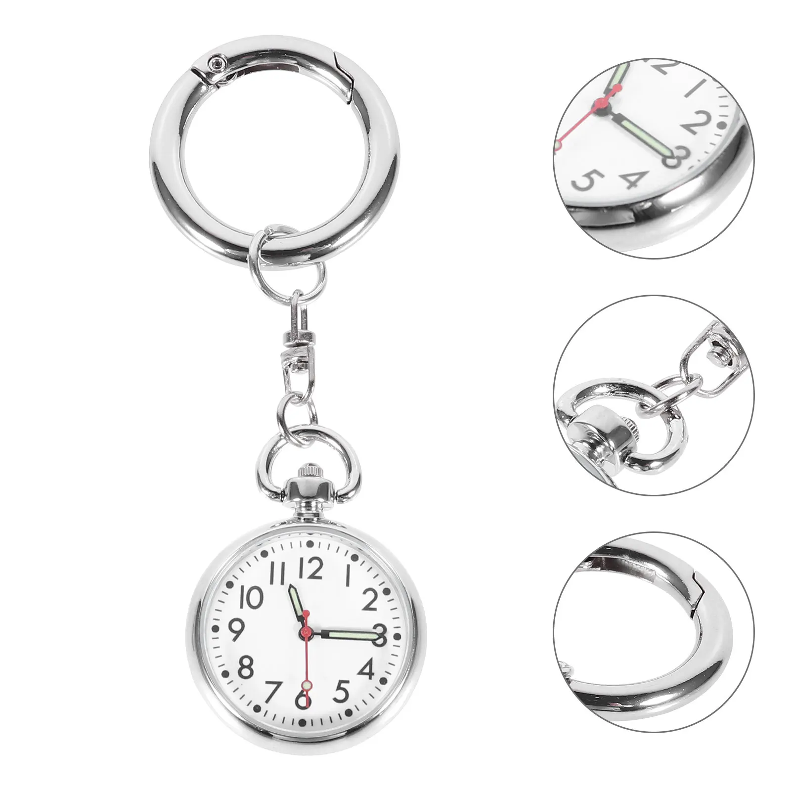 Silver Hanging Pocket Nurse Watch Luminous Pointer Quartz Movement Portable Watch for Staff Doctors Chest Clip Key Ring
Silver Hanging Pocket Nurse Watch Luminous Pointer Quartz Movement Portable Watch for Staff Doctors Chest Clip Key Ring