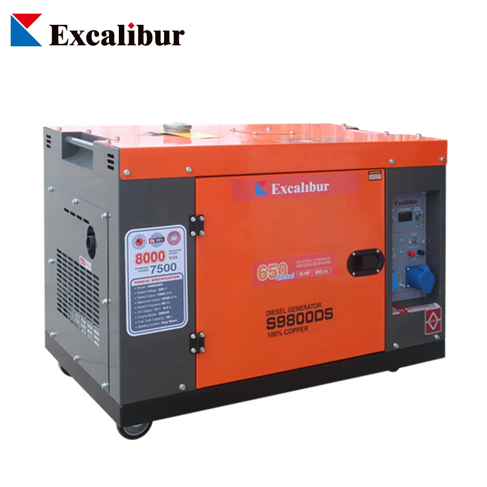 Excalibur Silent Type 3000rpm High Speed Generator 8kw 10kva S9800DS for Home Use
Excalibur Silent Type 3000rpm High Speed Generator 8kw 10kva S9800DS for Home Use