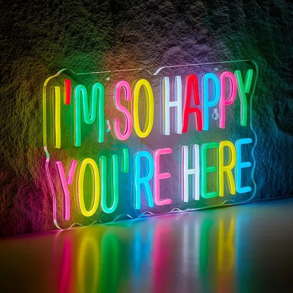'I'M SO HAPPY YOU'RE HERE' LED Neon Sign, Wall Art Lights Decor for Home/Bar/Cafe, Modern Decorative Light, Birthday Party Decor
'I'M SO HAPPY YOU'RE HERE' LED Neon Sign, Wall Art Lights Decor for Home/Bar/Cafe, Modern Decorative Light, Birthday Party Decor