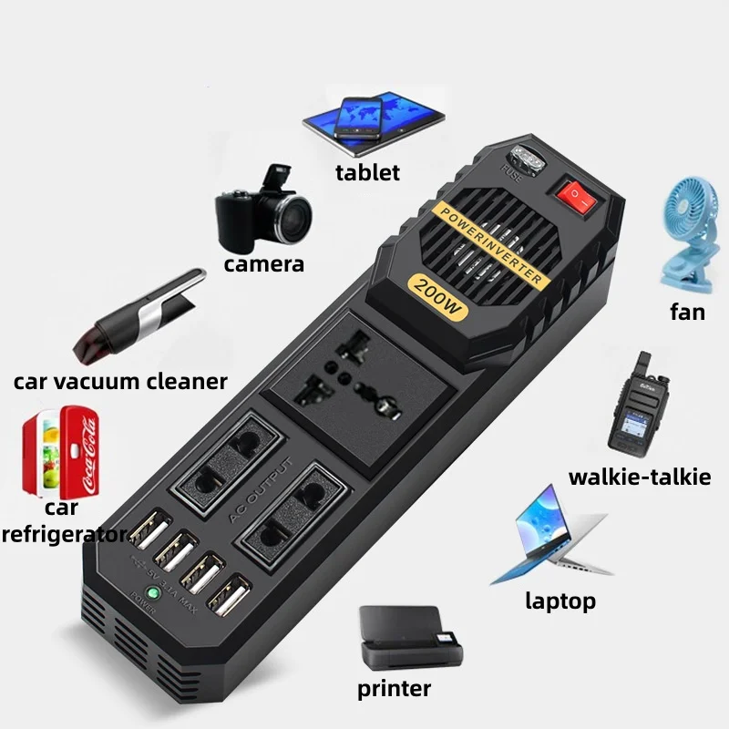 Multi Functional 200W Mini Car Inverter 12V to 220V Outdoor Power Converter Universal Socket
Multi Functional 200W Mini Car Inverter 12V to 220V Outdoor Power Converter Universal Socket