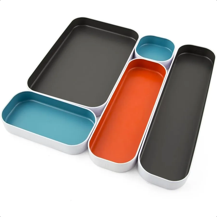 5 Piece Metal Organizer Tray Set for Storing Makeup Stationery Utensils and More in Office Desk Kitchen and Bathroom Drawers 1
5 Piece Metal Organizer Tray Set for Storing Makeup Stationery Utensils and More in Office Desk Kitchen and Bathroom Drawers 1