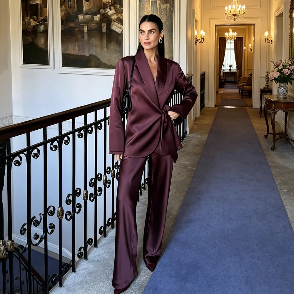 Customized Satin Female Suit 2 Pieces Sets Jacket Pants Smart Casual High Quality Luxury Blazer Set Trajes De Mujer Elegante
Customized Satin Female Suit 2 Pieces Sets Jacket Pants Smart Casual High Quality Luxury Blazer Set Trajes De Mujer Elegante