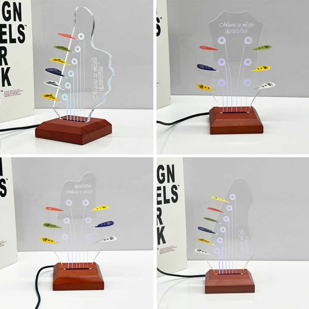Light Up Guitar Pick Case Holder Wood Base Headstock Shape Guitar Pick Display Stand with Light Acrylic Music Gift
Light Up Guitar Pick Case Holder Wood Base Headstock Shape Guitar Pick Display Stand with Light Acrylic Music Gift