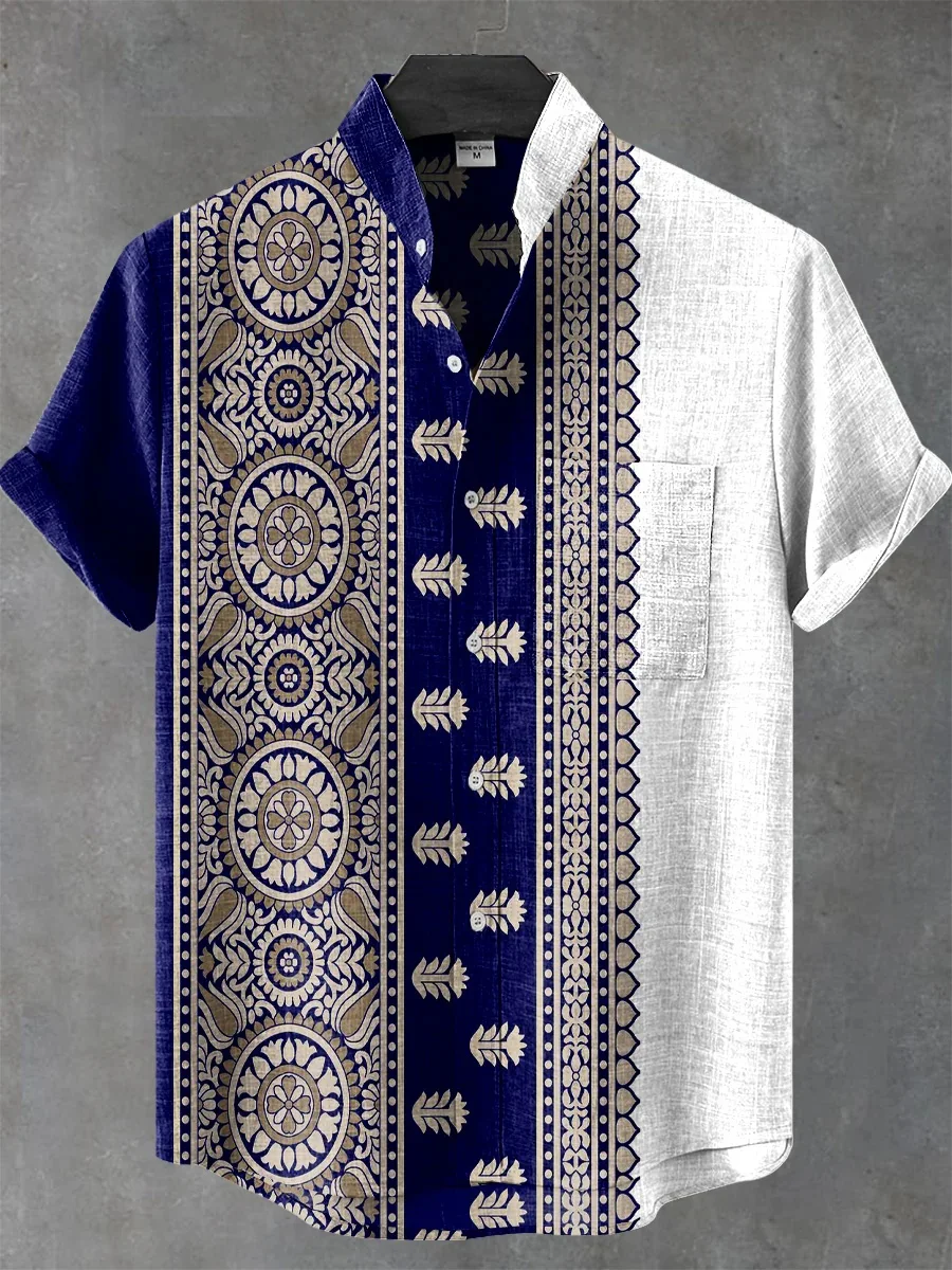 Summer men's new linen shirts, men's short-sleeved shirts, irregular pattern art print clothing, casual shirts
Summer men's new linen shirts, men's short-sleeved shirts, irregular pattern art print clothing, casual shirts
