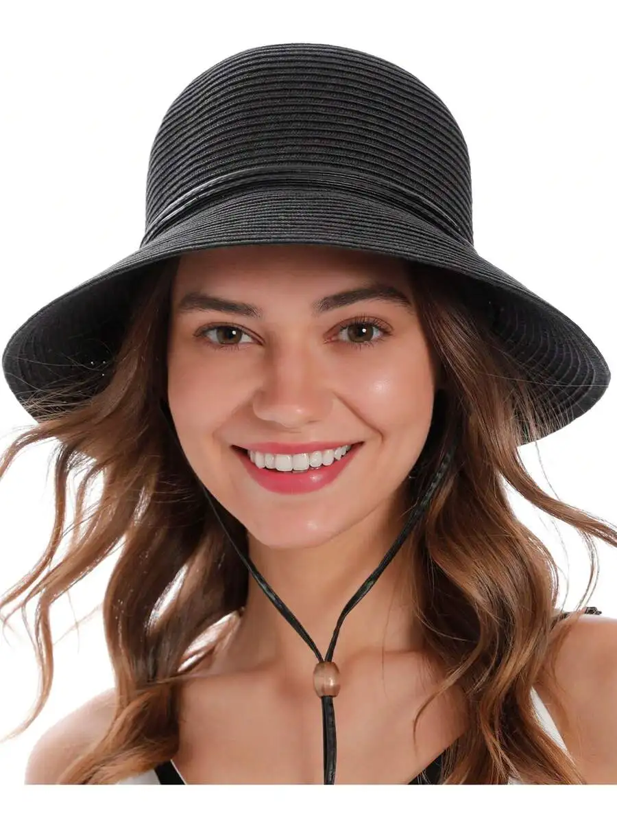 Womens Wide Brim Lightweight Straw Sun Hat With Chin Strap
Womens Wide Brim Lightweight Straw Sun Hat With Chin Strap