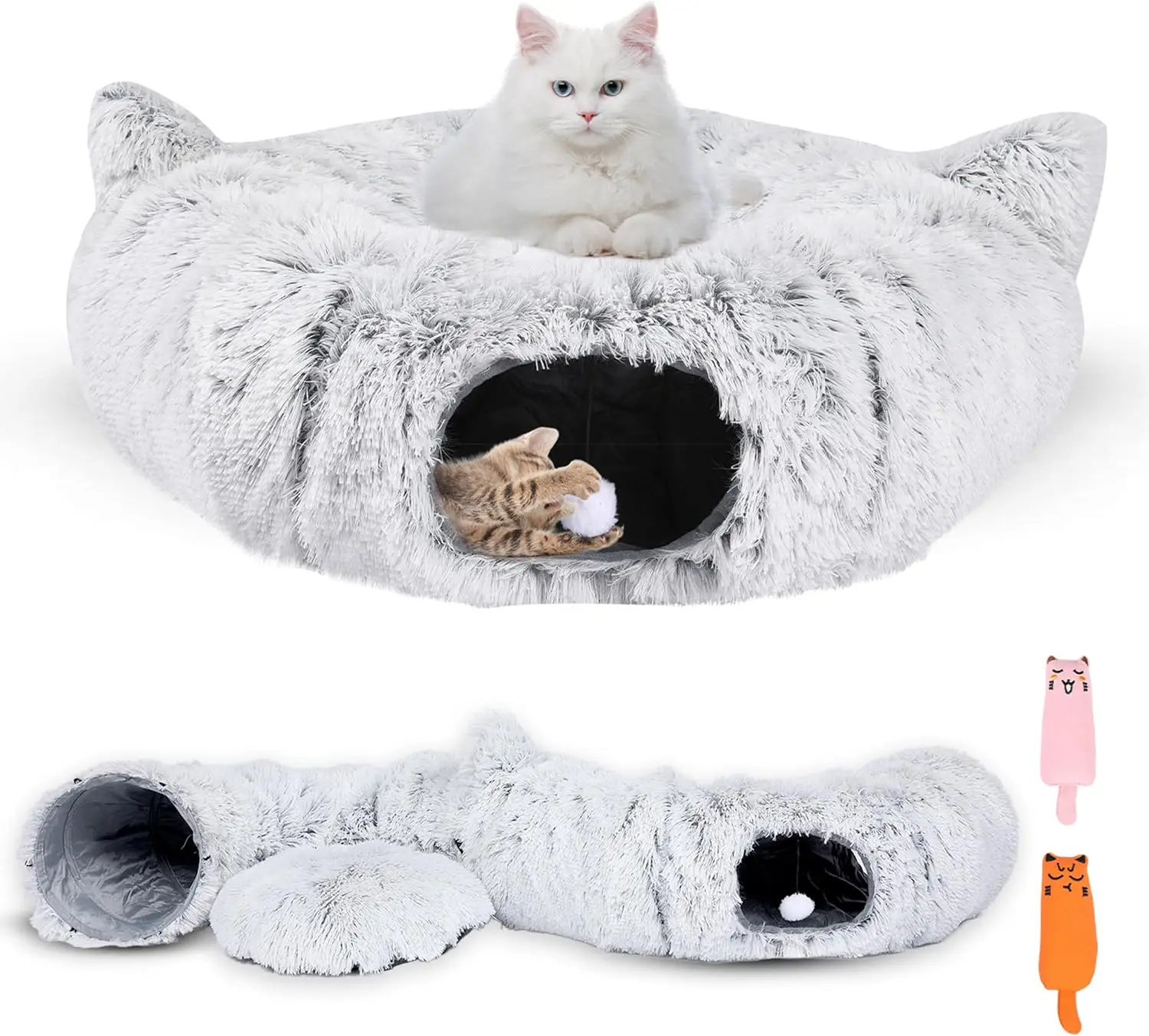 3-in-1 Foldable Cat Tunnel Bed with Catnip Toys - Washable Indoor Cat Hideaway & Donut Tunnel
3-in-1 Foldable Cat Tunnel Bed with Catnip Toys - Washable Indoor Cat Hideaway & Donut Tunnel