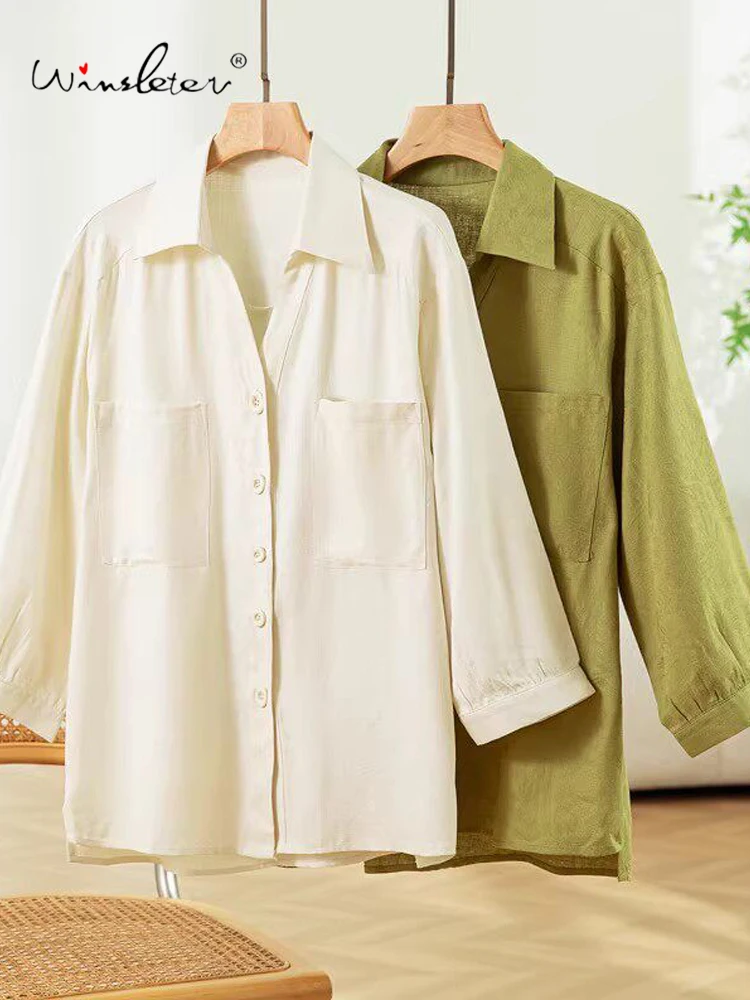 Winsleter-100%Spun Silk Elegant Shirt, 3/4 Sleeve Pocket Patchwork, Women Fashion Commute Loose Blouse, 2026 Summer New T64807CC
Winsleter-100%Spun Silk Elegant Shirt, 3/4 Sleeve Pocket Patchwork, Women Fashion Commute Loose Blouse, 2026 Summer New T64807CC