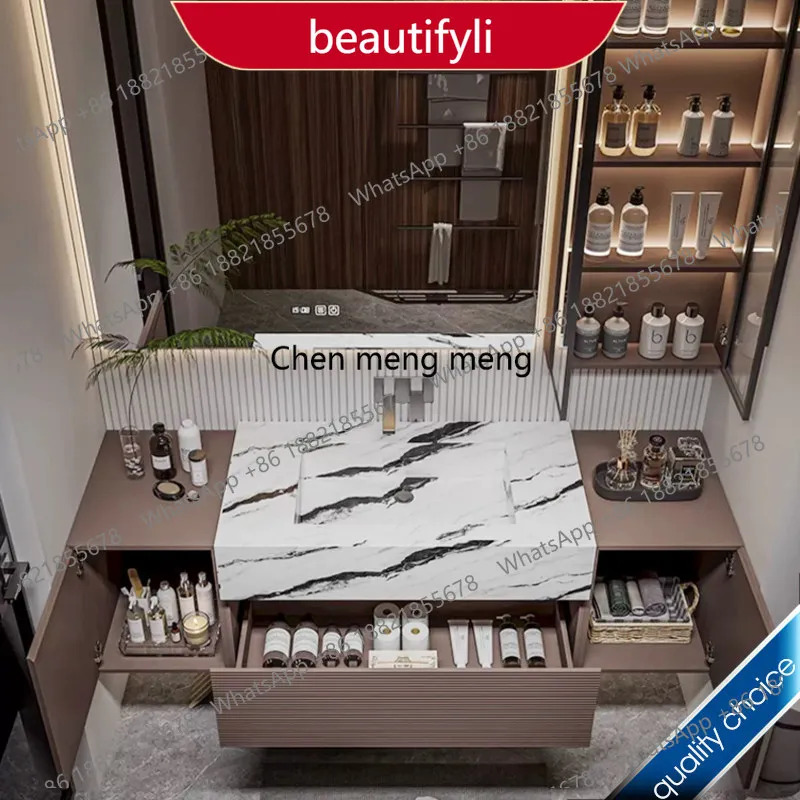 a55 Designer light luxury bathroom cabinet combination oak slate integrated basin Corian toilet
a55 Designer light luxury bathroom cabinet combination oak slate integrated basin Corian toilet