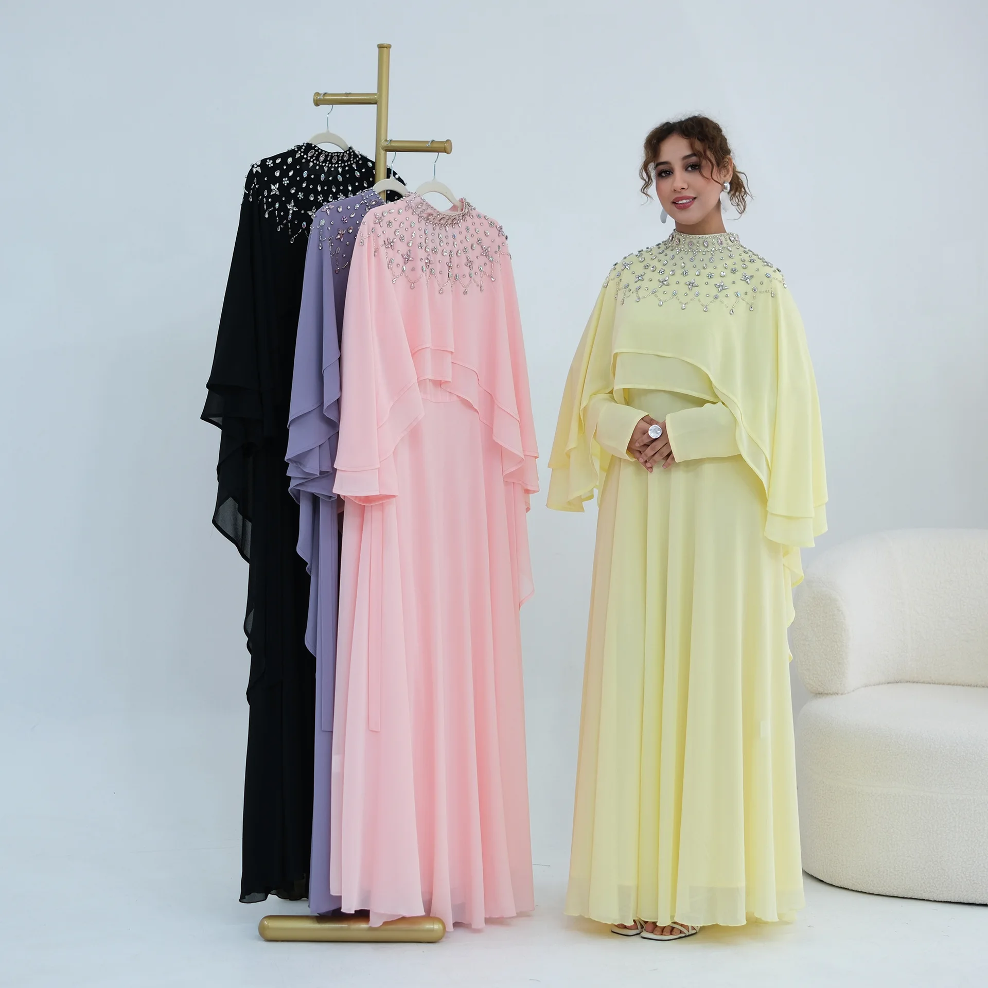 Eid Women Dress Shawl 2 Piece Set Muslim Party Dresses Diamonds Abaya Jalabiya Vestidos Arab Robe Ramadan Dubai Islam Kaftan
Eid Women Dress Shawl 2 Piece Set Muslim Party Dresses Diamonds Abaya Jalabiya Vestidos Arab Robe Ramadan Dubai Islam Kaftan