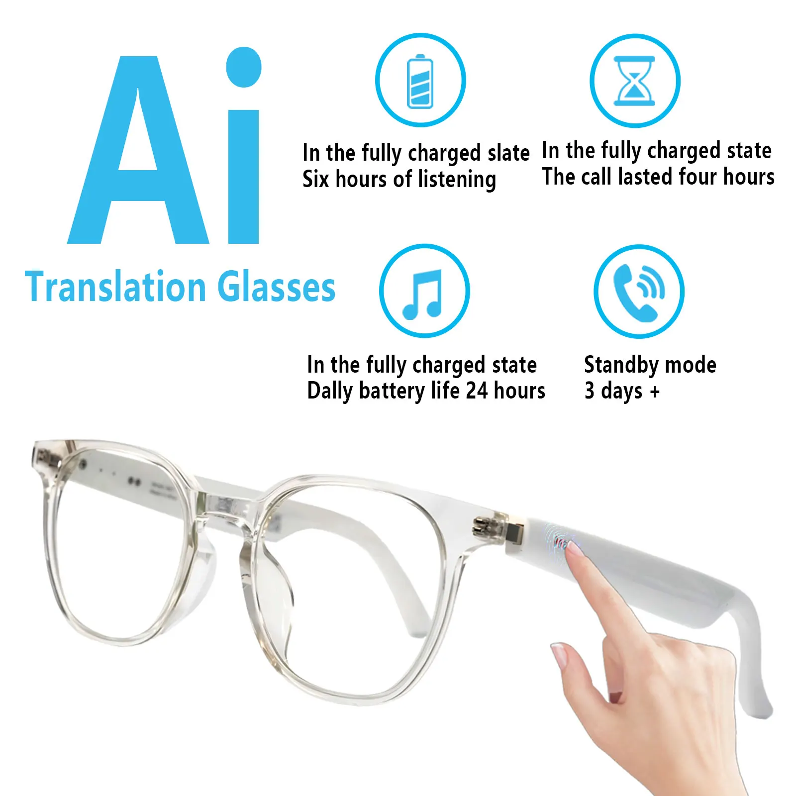 AI Translation Smart Glasses, photochromic lenses, support 160+ languages real-time translation, fashionable audio glasses.
AI Translation Smart Glasses, photochromic lenses, support 160+ languages real-time translation, fashionable audio glasses.
