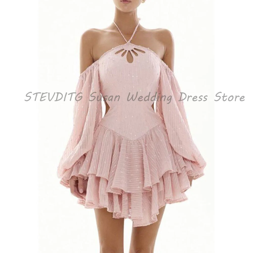 Pretty Prom Party Dresses Women Halter Three Quarter Short Gowns A Line High Quality Celebrity Banquet Female Clothings Simple
Pretty Prom Party Dresses Women Halter Three Quarter Short Gowns A Line High Quality Celebrity Banquet Female Clothings Simple