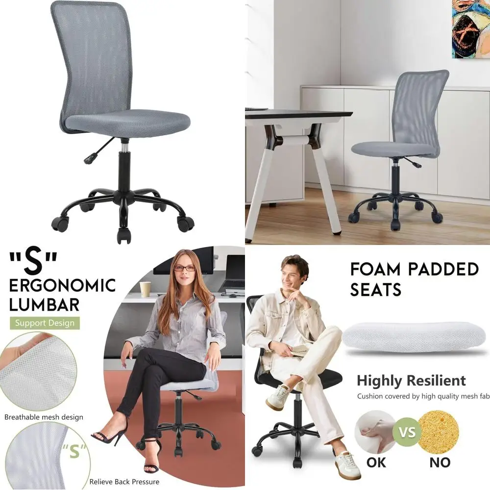 Mesh Ergonomic Office Chair with Adjustable Armrests, Lumbar Support, and Swivel for Comfortable Computer Use (Grey)
Mesh Ergonomic Office Chair with Adjustable Armrests, Lumbar Support, and Swivel for Comfortable Computer Use (Grey)