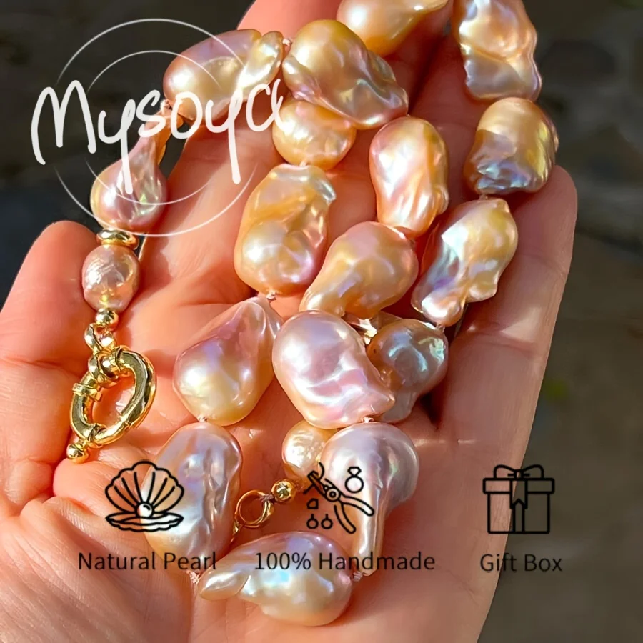 Mysoya Large Powder Purple Baroque Pearl Necklace 14-18mm Pearl Gift Box Gift for Him Her for Birthday Wedding Valentine's Day
Mysoya Large Powder Purple Baroque Pearl Necklace 14-18mm Pearl Gift Box Gift for Him Her for Birthday Wedding Valentine's Day
