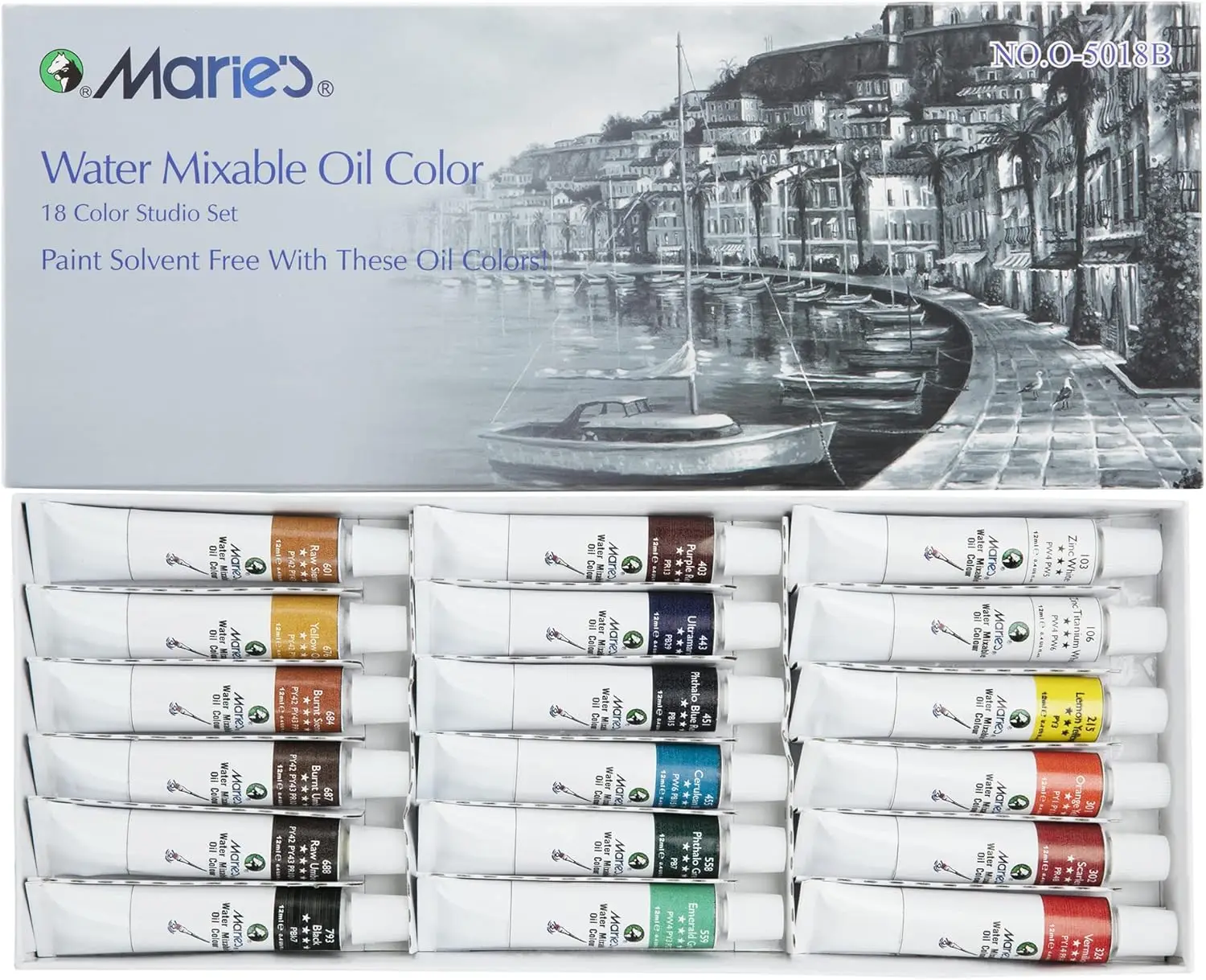 Water Soluble Oil Paint Set - 18 Colors, 12ml Tubes, Solvent-Free, Assorted Hues for Easy Blending
Water Soluble Oil Paint Set - 18 Colors, 12ml Tubes, Solvent-Free, Assorted Hues for Easy Blending