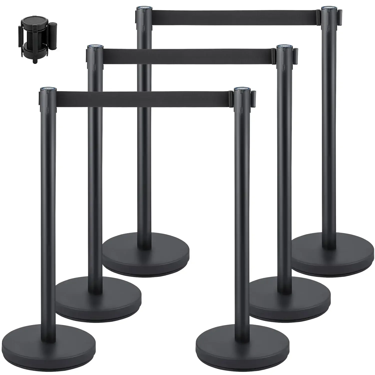 Crowd Control Stanchion Set, Stanchion Set with 6.6 ft/2 m Black Retractable Belt, Black Crowd Control Barrier w/Concrete
Crowd Control Stanchion Set, Stanchion Set with 6.6 ft/2 m Black Retractable Belt, Black Crowd Control Barrier w/Concrete