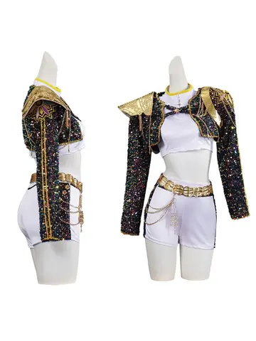 Disfraz de Rumi K Pop Demon Hunter para chico y niña, disfraz de Gloden negro para niño, disfraz de actuación, uniforme de juego de rol para Halloween