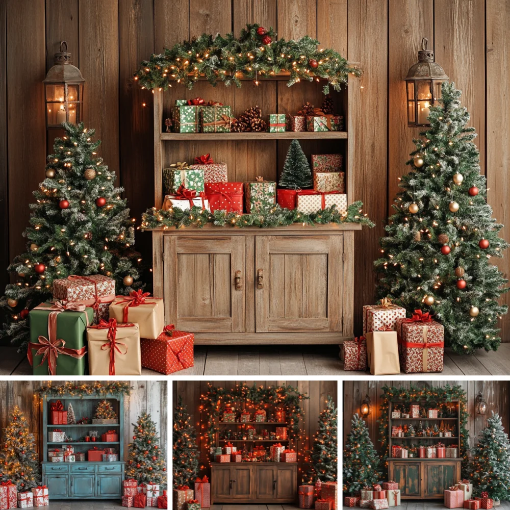 Vintage Wood Christmas Scene Backdrop Light Wooden Cabinet Flocked Pine Tree Lantern Gift Box Indoor Holiday Photo Background
Vintage Wood Christmas Scene Backdrop Light Wooden Cabinet Flocked Pine Tree Lantern Gift Box Indoor Holiday Photo Background