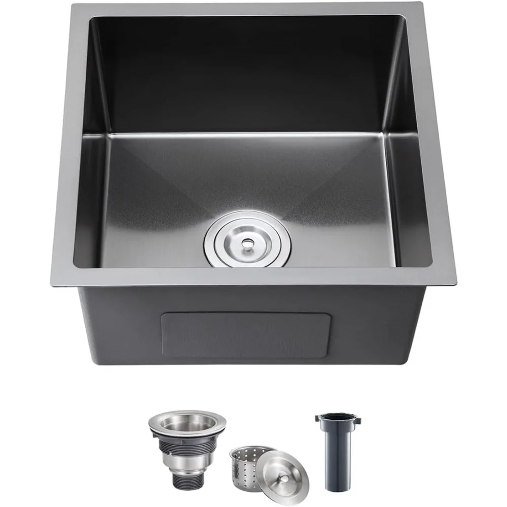 18-дюймовая кухонная мойка с одной чашей из нержавеющей стали, глубина 9 галлонов, калибр 18, для использования в баре или на кухне 
18-дюймовая кухонная мойка с одной чашей из нержавеющей стали, глубина 9 галлонов, калибр 18, для использования в баре или на кухне