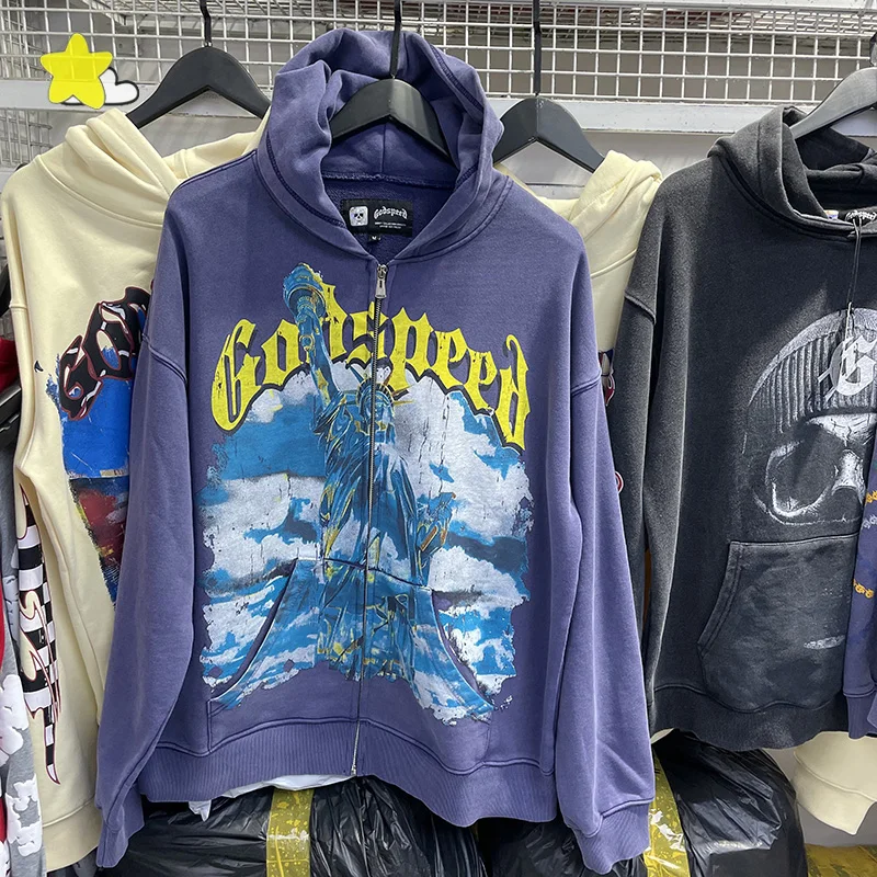 Heavy Fabric Cotton Vintage Washed Purple God Speed Zipper Hoodie Hooded Men Women Graphics Print Godspeed Pullovers With Tag
Heavy Fabric Cotton Vintage Washed Purple God Speed Zipper Hoodie Hooded Men Women Graphics Print Godspeed Pullovers With Tag