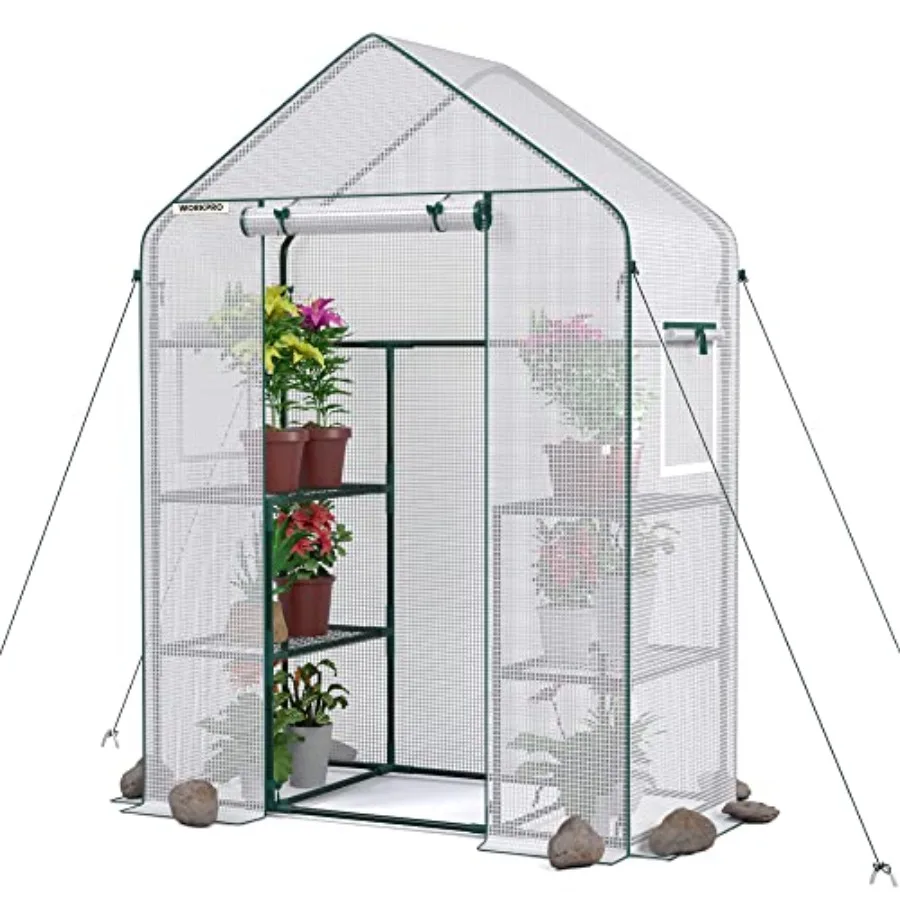 Greenhouse for outdoors indoors, PE cover, green, sturdy portable design with 3-tier 4-shelves and windows
Greenhouse for outdoors indoors, PE cover, green, sturdy portable design with 3-tier 4-shelves and windows