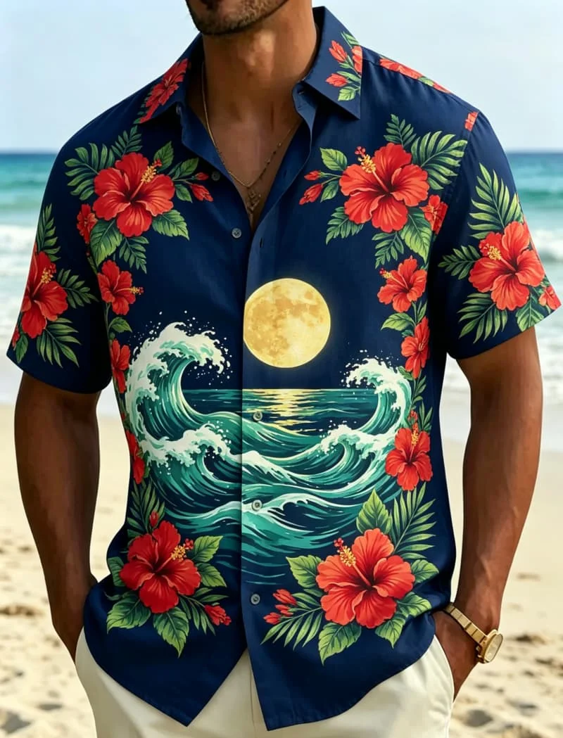 Men's Tropical Flower Framed Landscape Print Hawaiian Shirt, Breathable Casual Top For Summer Vacation And Daily Wear
Men's Tropical Flower Framed Landscape Print Hawaiian Shirt, Breathable Casual Top For Summer Vacation And Daily Wear