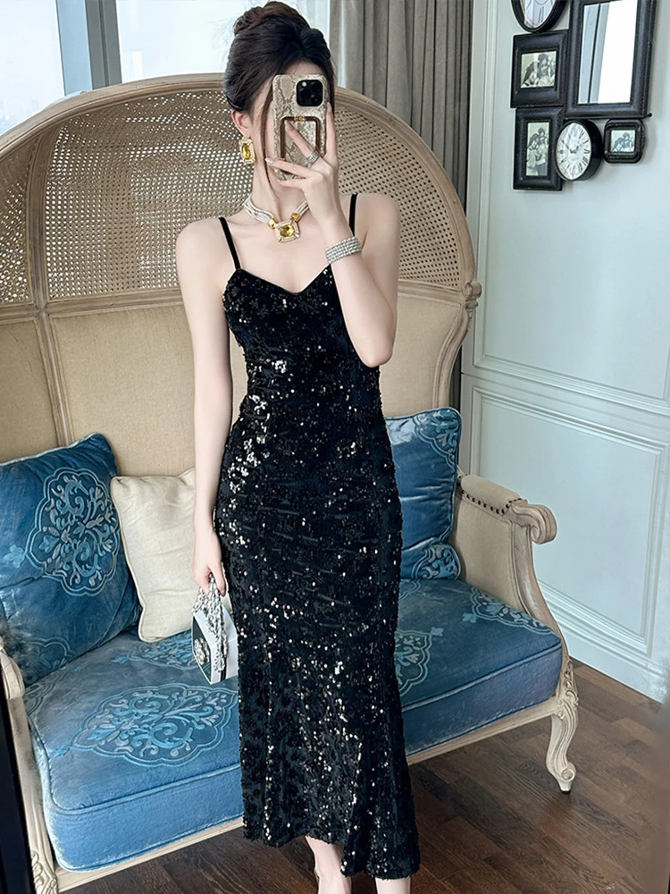 Fashion Elegant Shiny Evening Dress Women Clothes Luxury Strap Backless Bodycon Fishtail Gown Party Birthday Robe Vestido Fiesta
Fashion Elegant Shiny Evening Dress Women Clothes Luxury Strap Backless Bodycon Fishtail Gown Party Birthday Robe Vestido Fiesta