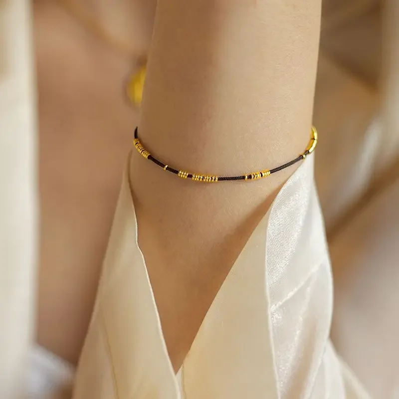 Niche Design Simple Plain Circle Bracelet Red Rope Imitation 18K Golden Lucky Bead Hand Rope All-match Ultra-thin Hand String
Niche Design Simple Plain Circle Bracelet Red Rope Imitation 18K Golden Lucky Bead Hand Rope All-match Ultra-thin Hand String