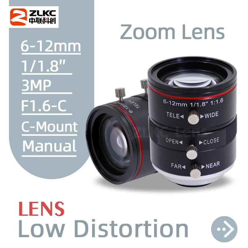 ZLKC 6-12mm Varifocal Lens CCTV Macro 1/1.8'' Sensors C-Mount Camera F1.6-C Manual Iris 3MP Lens for Surveillance Cameras
ZLKC 6-12mm Varifocal Lens CCTV Macro 1/1.8'' Sensors C-Mount Camera F1.6-C Manual Iris 3MP Lens for Surveillance Cameras