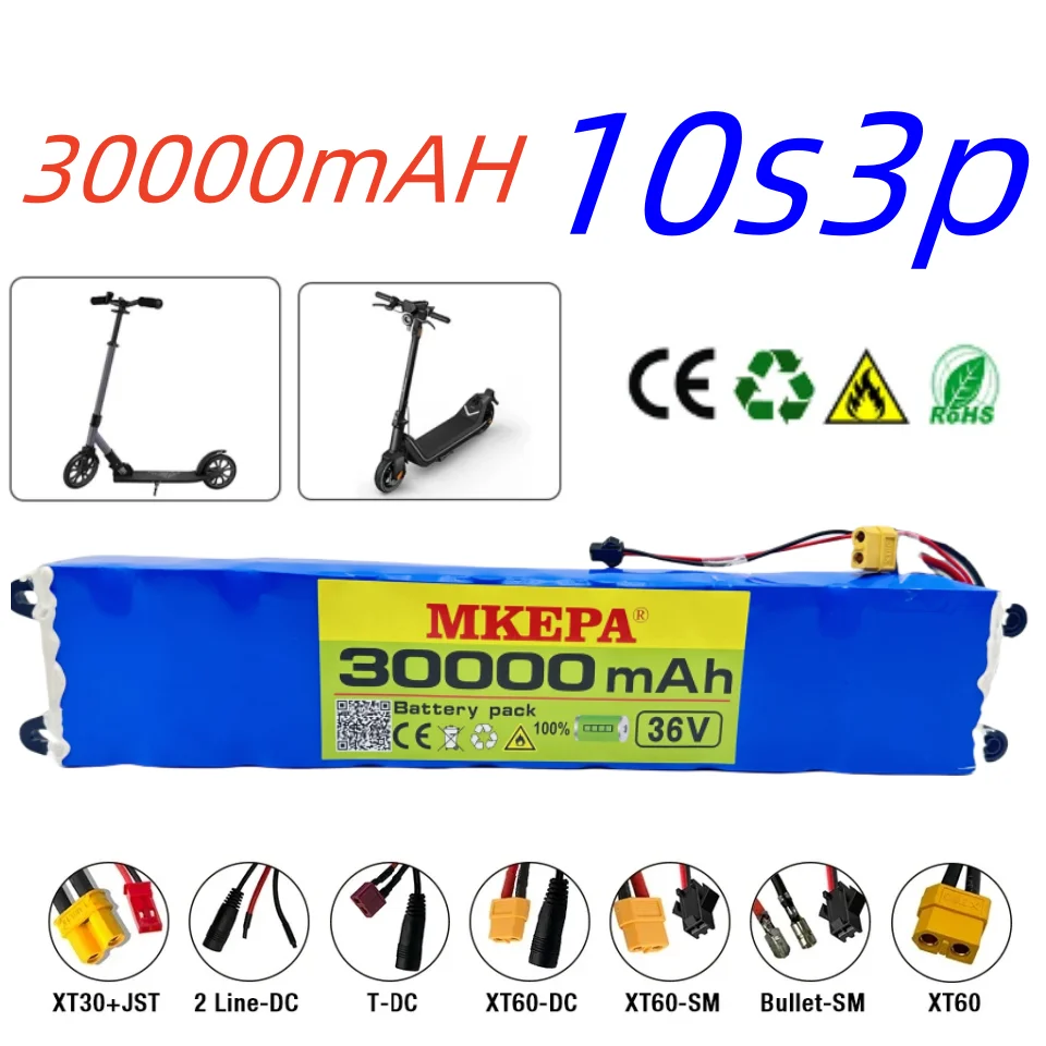 Mkepa 10S3P 36V 30000mAh 36v Electric Scooter Battery Pack 18650 Lithium M365 Electric Scooter 36v Battery Scooter
Mkepa 10S3P 36V 30000mAh 36v Electric Scooter Battery Pack 18650 Lithium M365 Electric Scooter 36v Battery Scooter