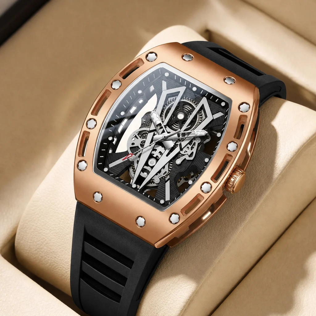 1pcs Men's black dial alloy strap vintage fashion tonneau case skeleton sporty details Quartz Watch for daily business party hol
1pcs Men's black dial alloy strap vintage fashion tonneau case skeleton sporty details Quartz Watch for daily business party hol